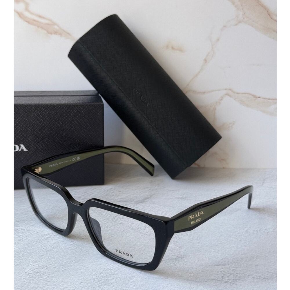 NEW Prada PR D05V Black Green Rectangular Eyeglasses Frames - Picture 4 of 7